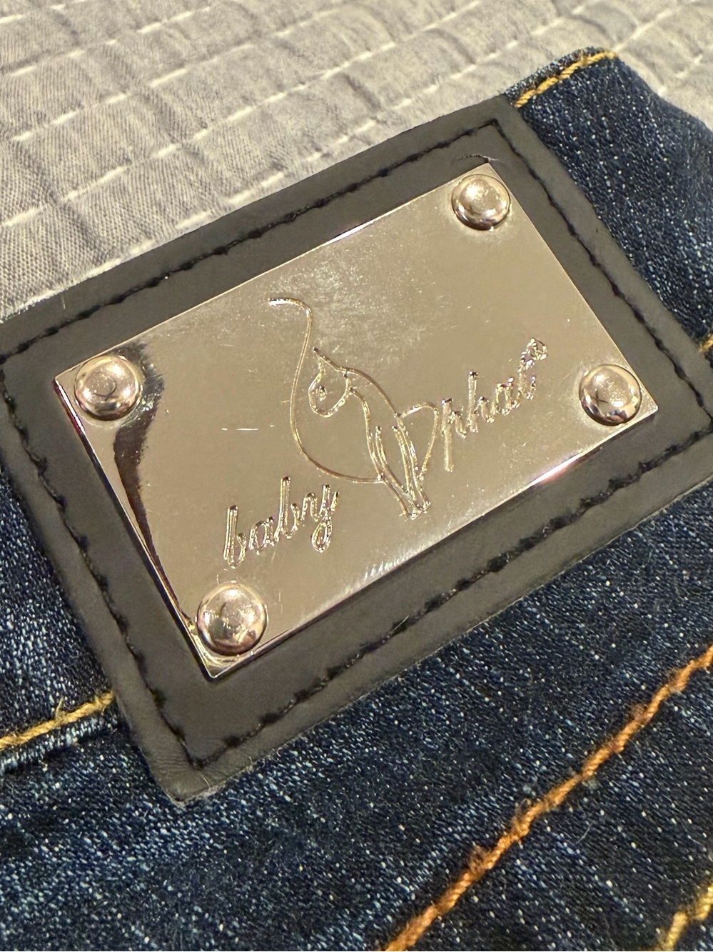 : Vintage Y2K Baby Phat Dark Wash Straight Leg Jeans Multi-Color Embroidered Cat